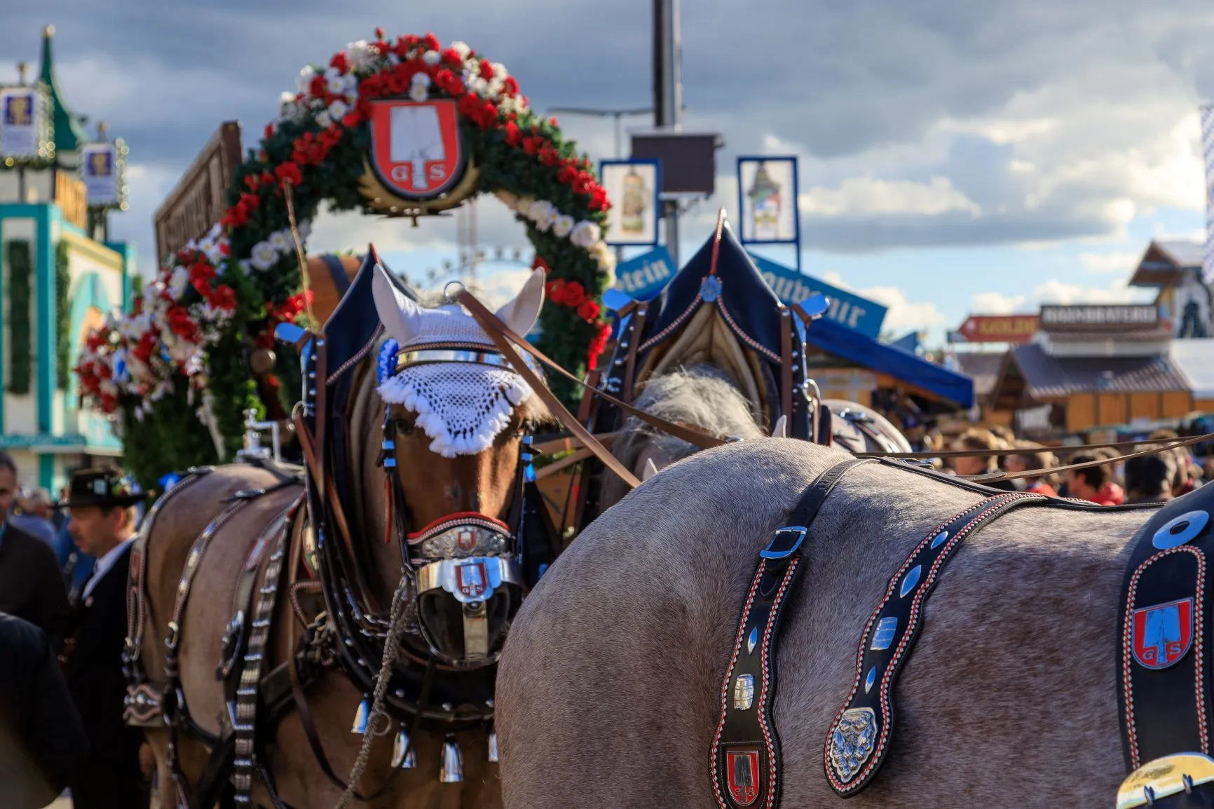 Kaltbl&uuml;ter ziehen die Brauereiwagen auf dem Oktoberfest